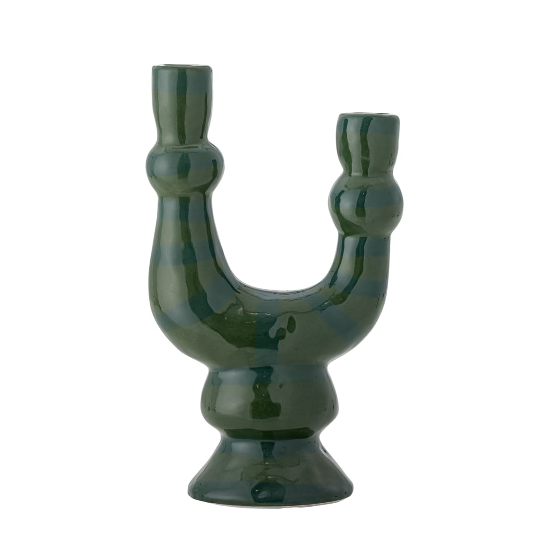 82063500 - Salandy Candle Holder, Green, Stoneware STOCK: 201