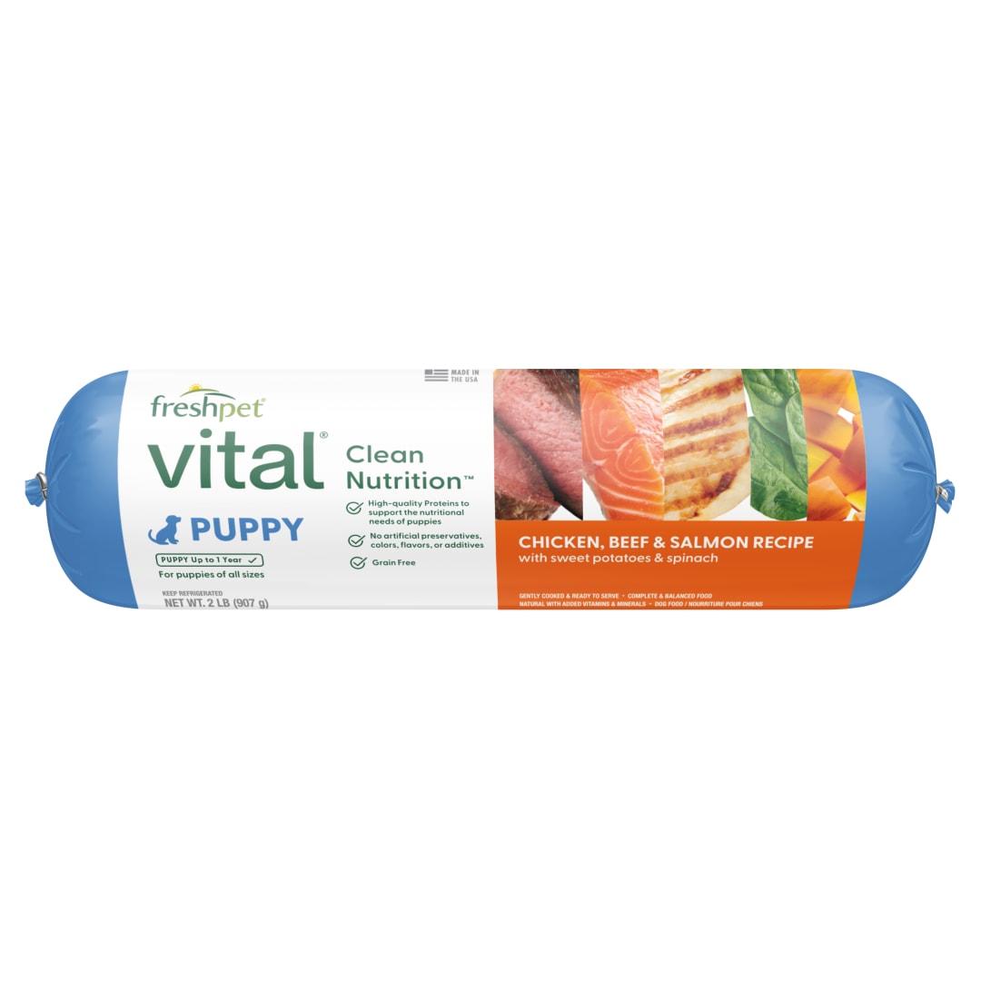 Freshpet Vital. Fresh Puppy Food, Grain Free Chicken, Beef, & Salmon Recipe Roll, 2 lbs.