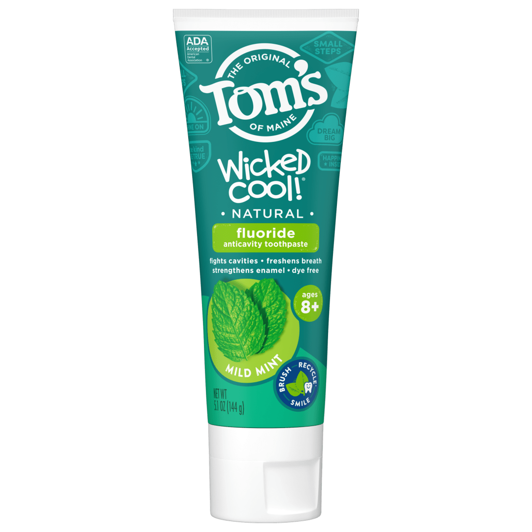 Tom's of Maine Wicked Cool! Fluoride Natural Toothpaste for Kids, Mild Mint, 5.1 oz.