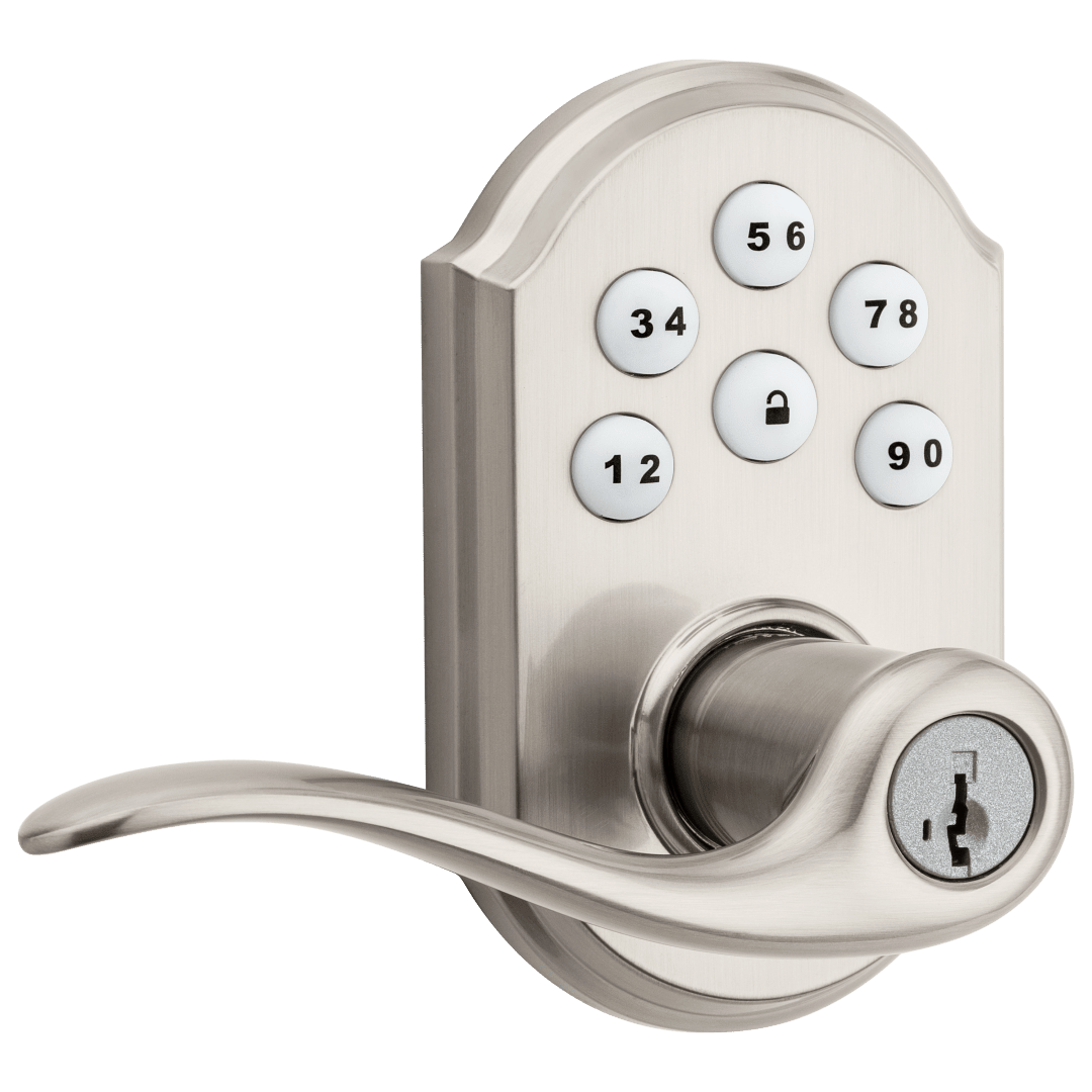 911 SmartCode®
Electronic Tustin Lever featuring SmartKey Security™ in Satin Nickel