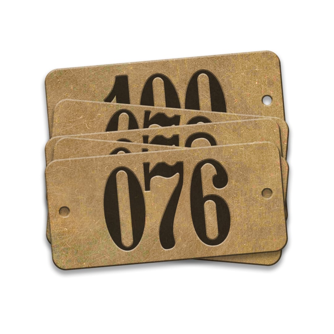 Pre-Marked Tag-Rectangle with Rounded Ends 076-100 1"x 2-1/8" Brass 25 Pack