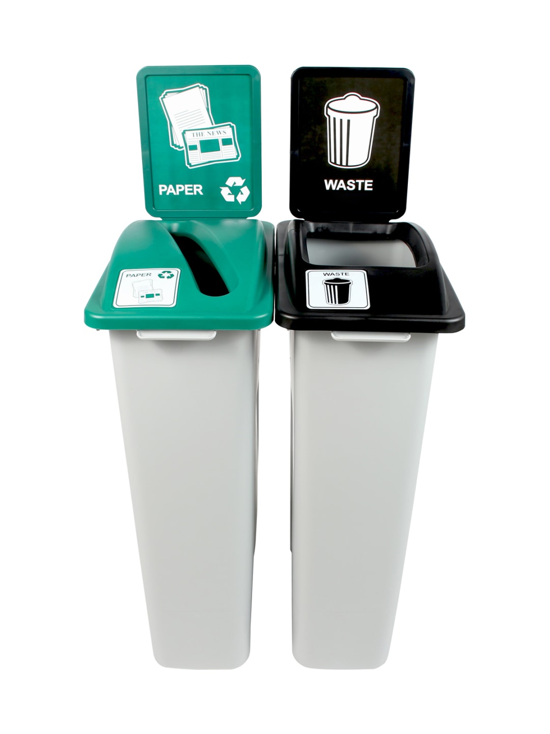 WASTE WATCHER - Double - Kit - Paper-Waste - Slot-Full - Grey-Green-Black