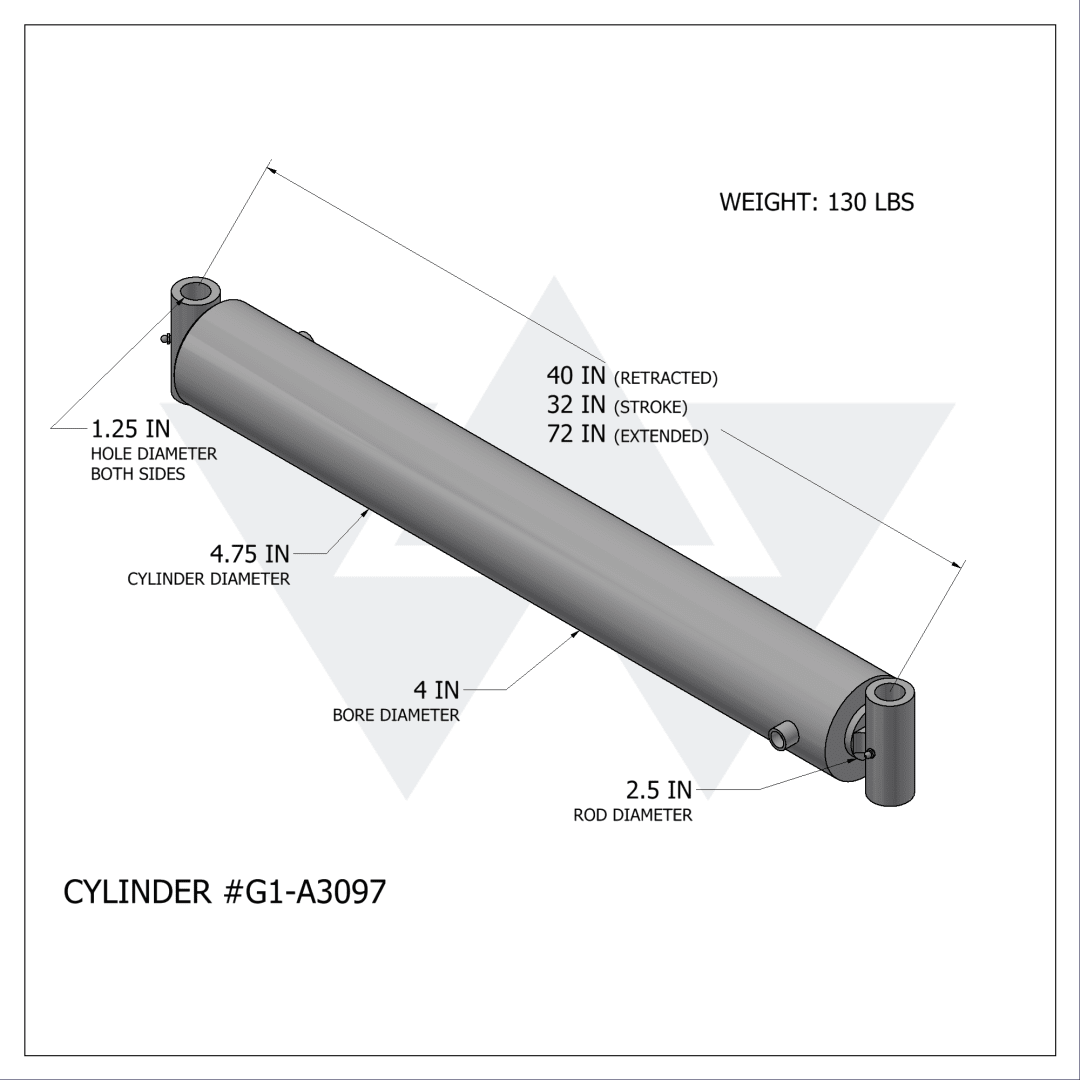 Galbreath™ Hydraulic Cylinder 4" x 2.5" x 32" with Bypass