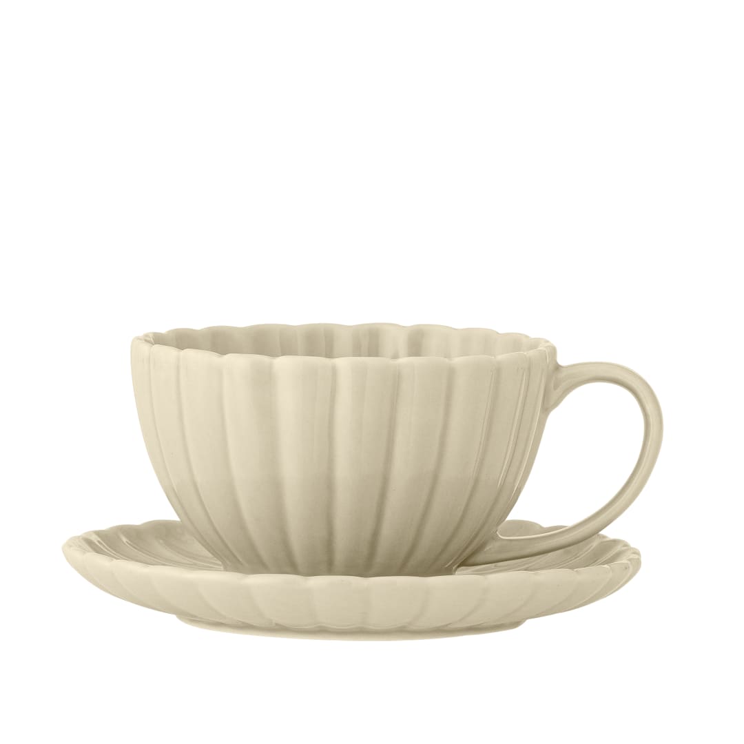 82061903 - Latina Cup w/Saucer, Nature, Stoneware STOCK: 300