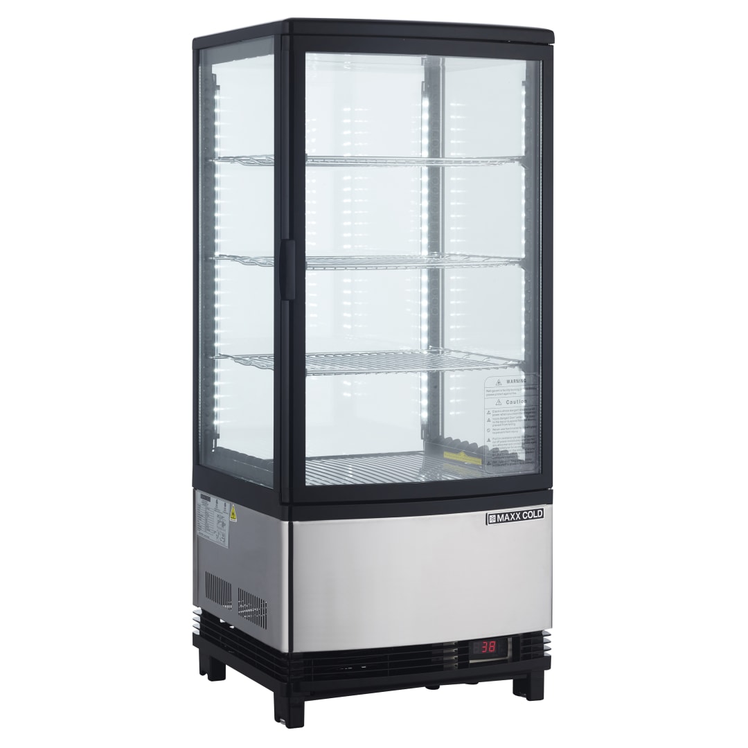 MECR-32D - 4-side Glass Two-Door Merchandiser, Countertop/Floor Refrigerator