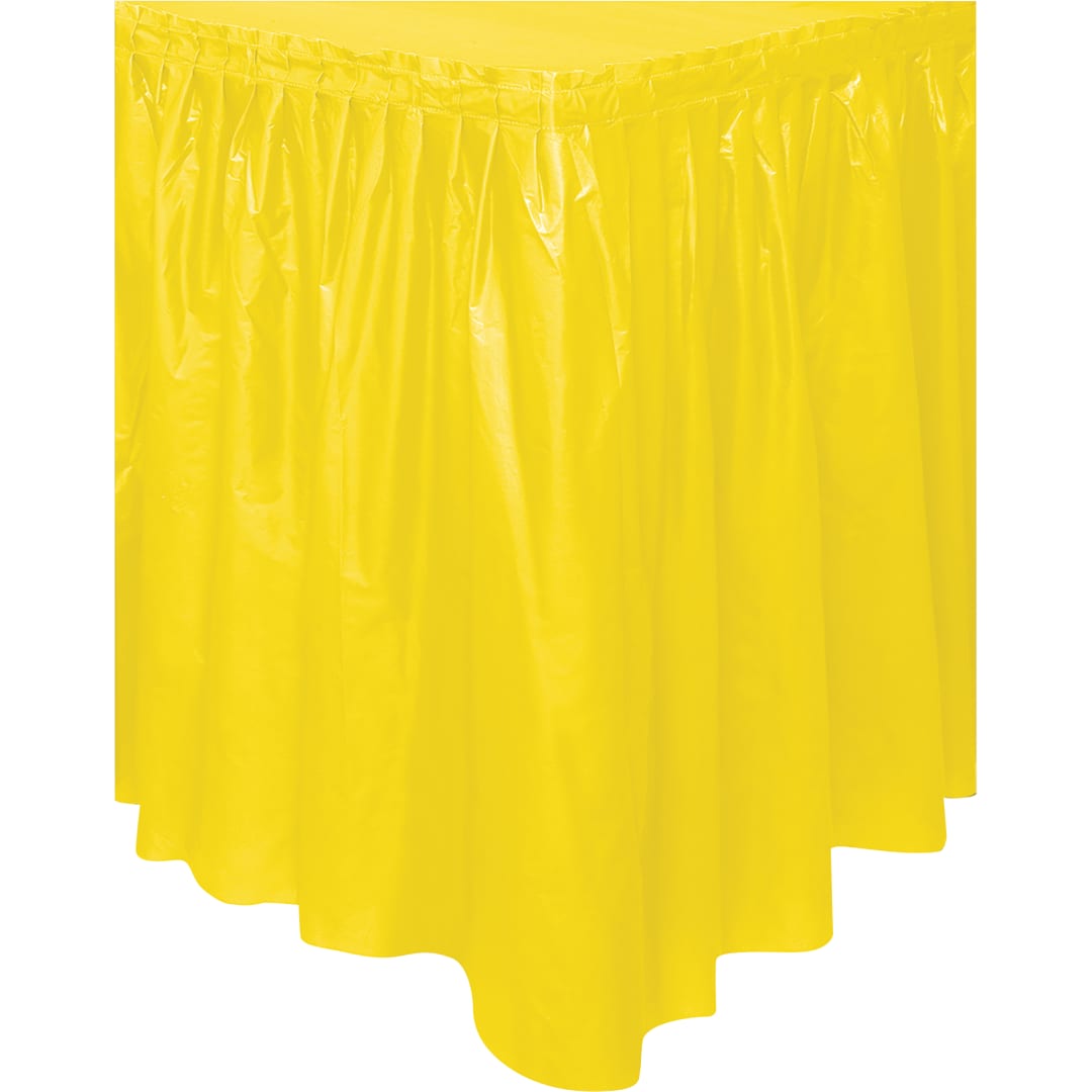 Sunshine Yellow Solid Plastic Table Skirt, 29" x 21 ft