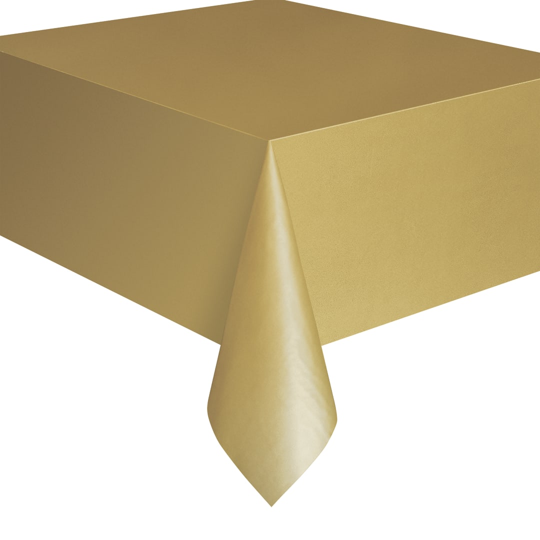 Gold Solid Rectangular Plastic Table Cover, 54" x 108"