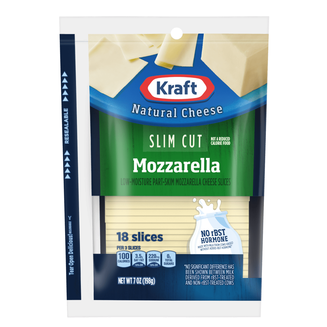 Kraft Slim Cut Mozzarella Natural Cheese Slices 7 oz (18 Slices)