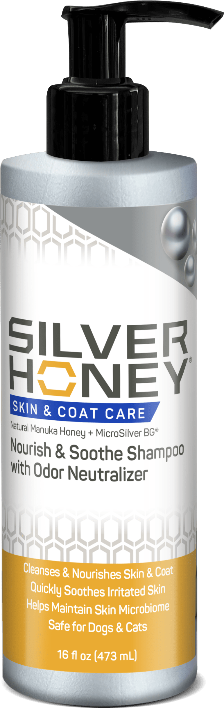 Silver Honey® Skin & Coat Care Nourish & Soothe Shampoo with Odor Neutralizer 16 fl oz (473 ml) Pump Bottle