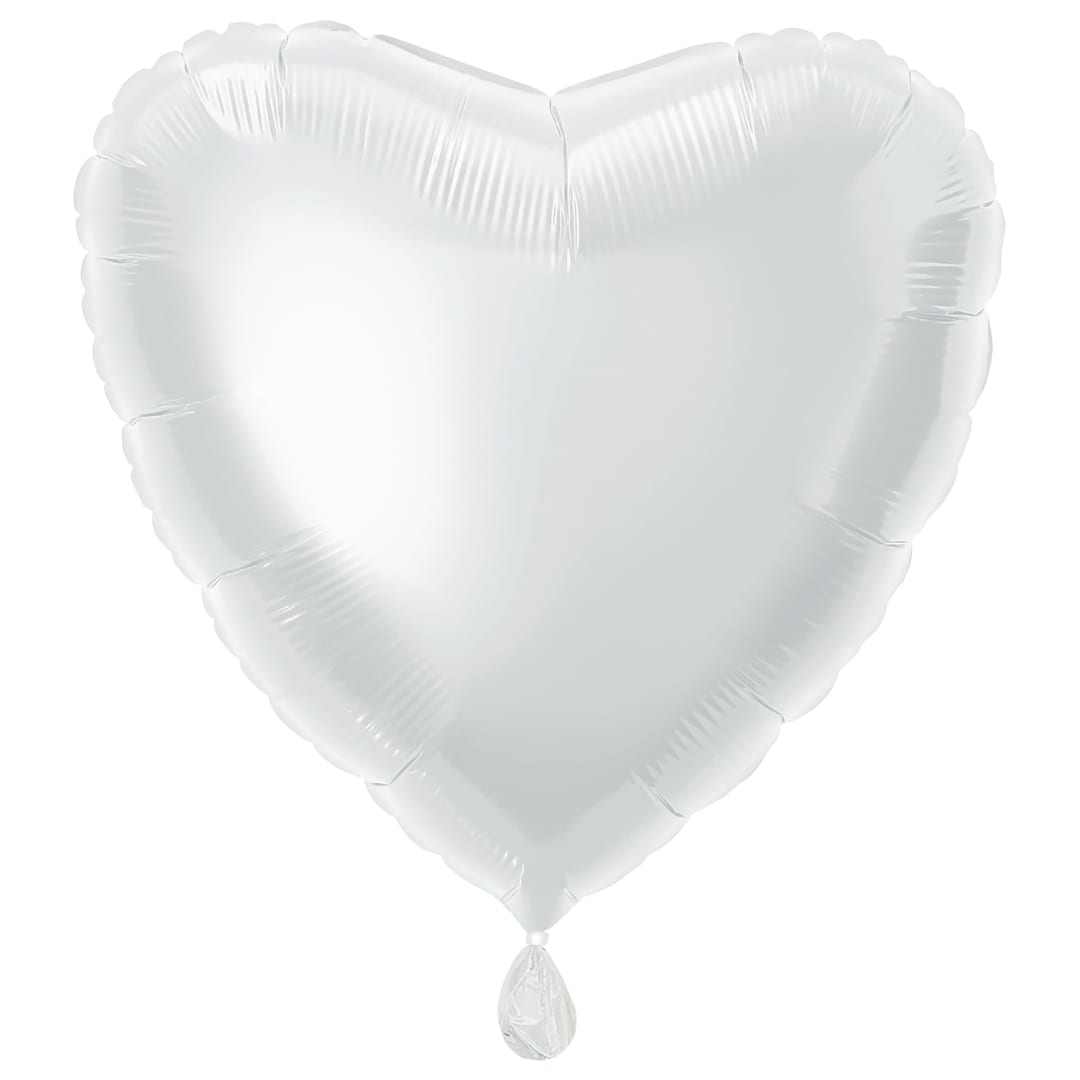 Solid Heart Foil Balloon 18", Packaged - White