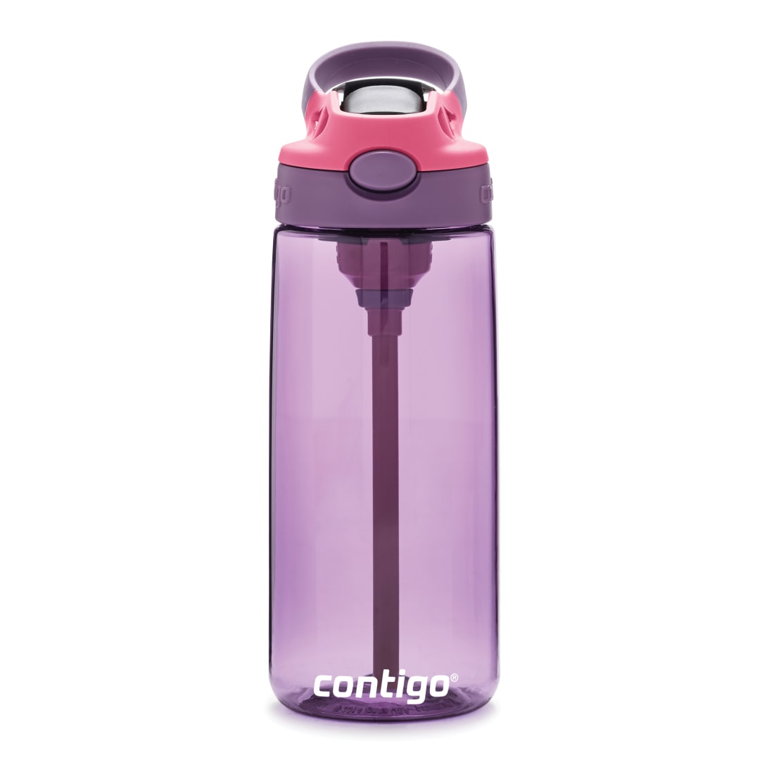 Contigo® Botella de Agua Aubrey Kids, 20 oz, Botella de Agua Limpiable, con Pajilla de Silicona, Tapa a Prueba de Derramespúrpura oscuro
