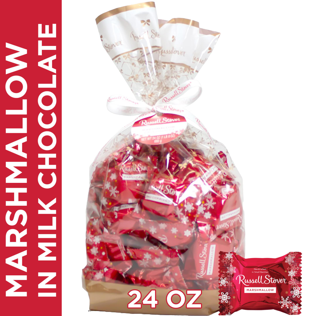 RUSSELL STOVER Christmas Milk Chocolate Marshmallow Snowflake Gift Bag, 24 oz.