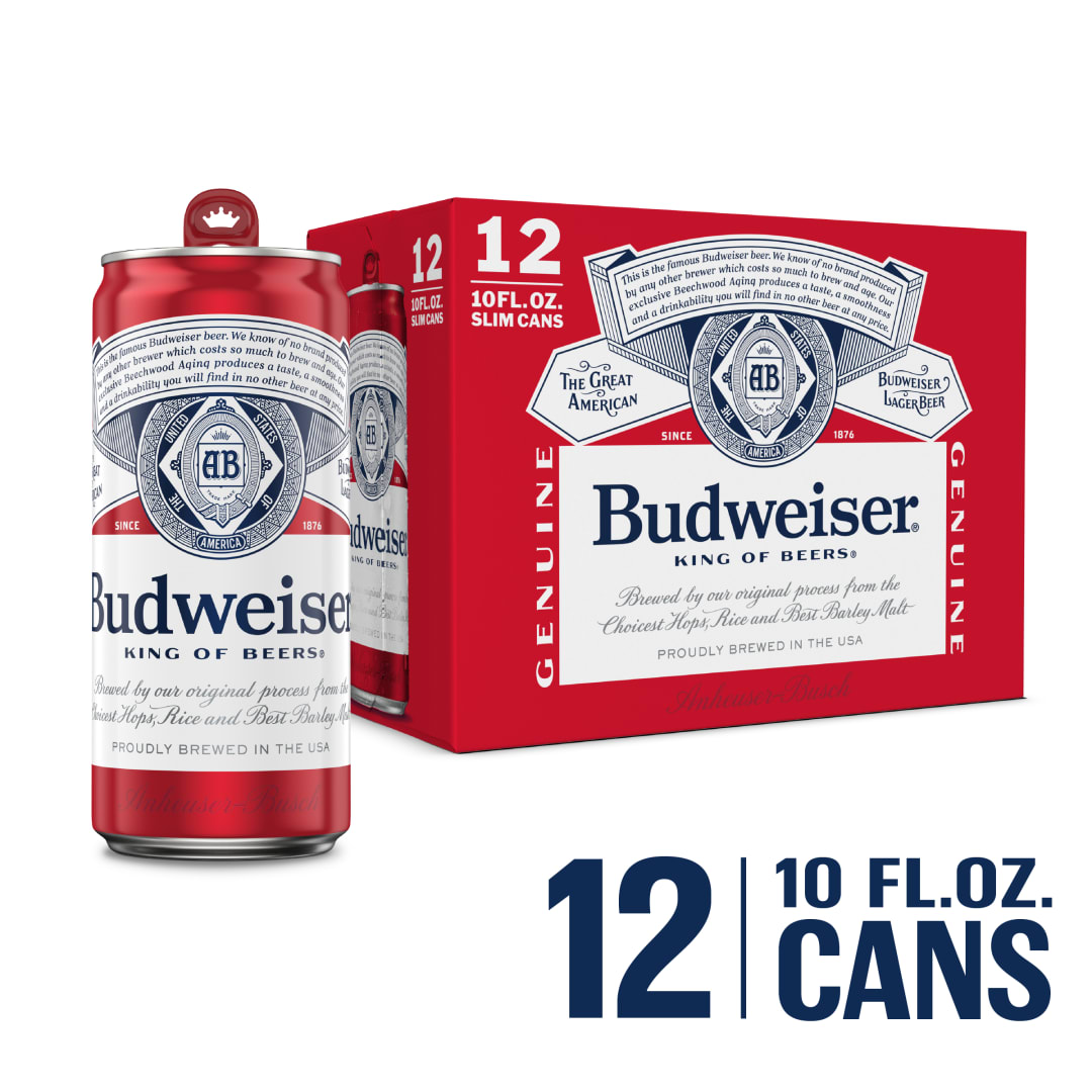Budweiser Lager Beer 12 - 10 fl oz Slim Cans