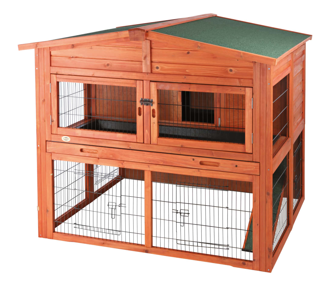 natura Deluxe Rabbit Hutch with Large Run, Natural