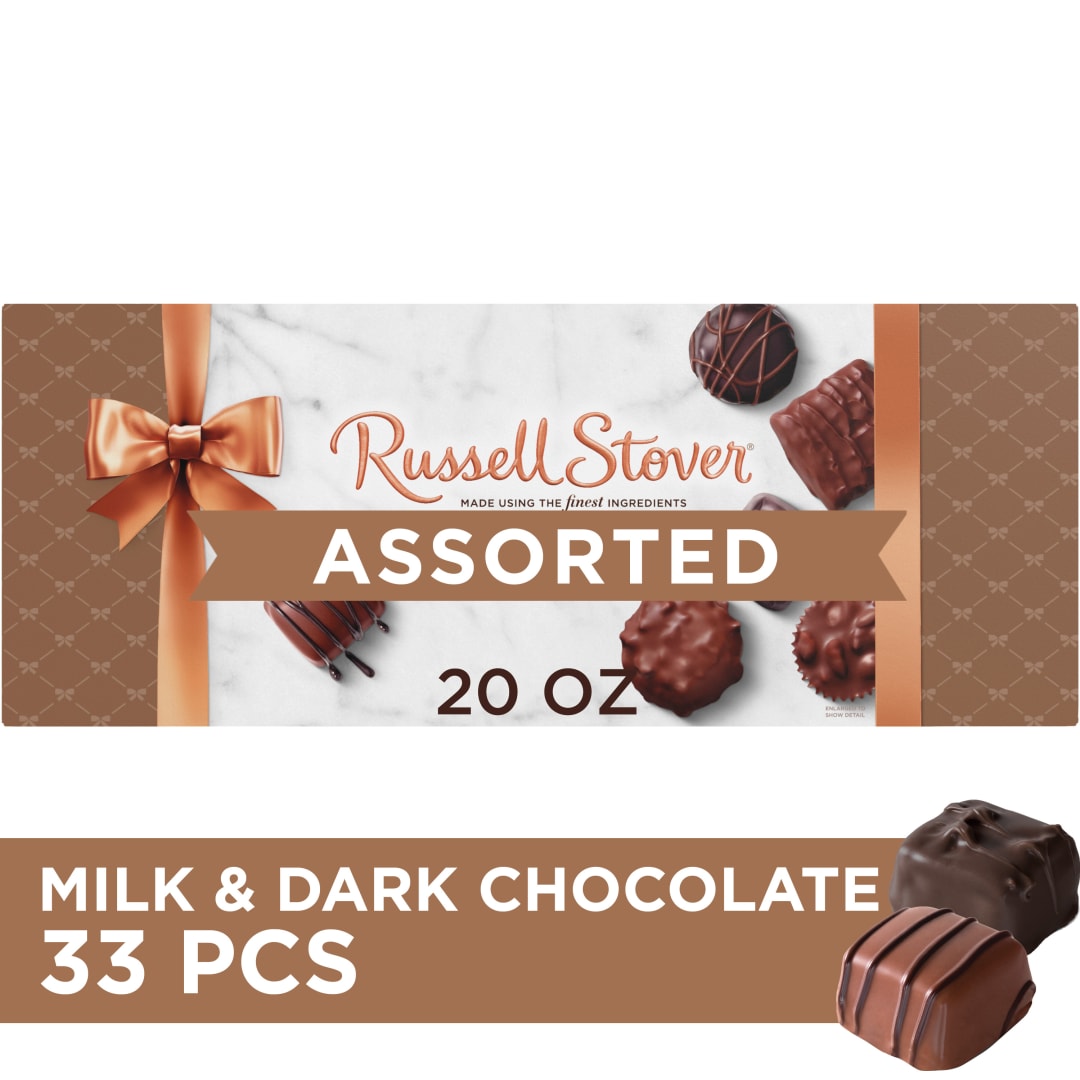 RUSSELL STOVER WOW Assorted Milk &amp; Dark Chocolate Candy Gift Box, 20 oz.