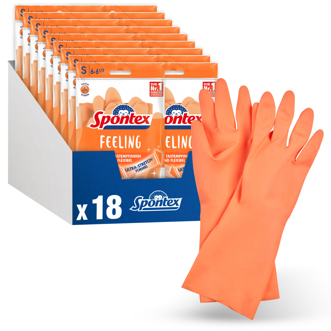 Spontex Feeling Reusable Gloves 18pk S