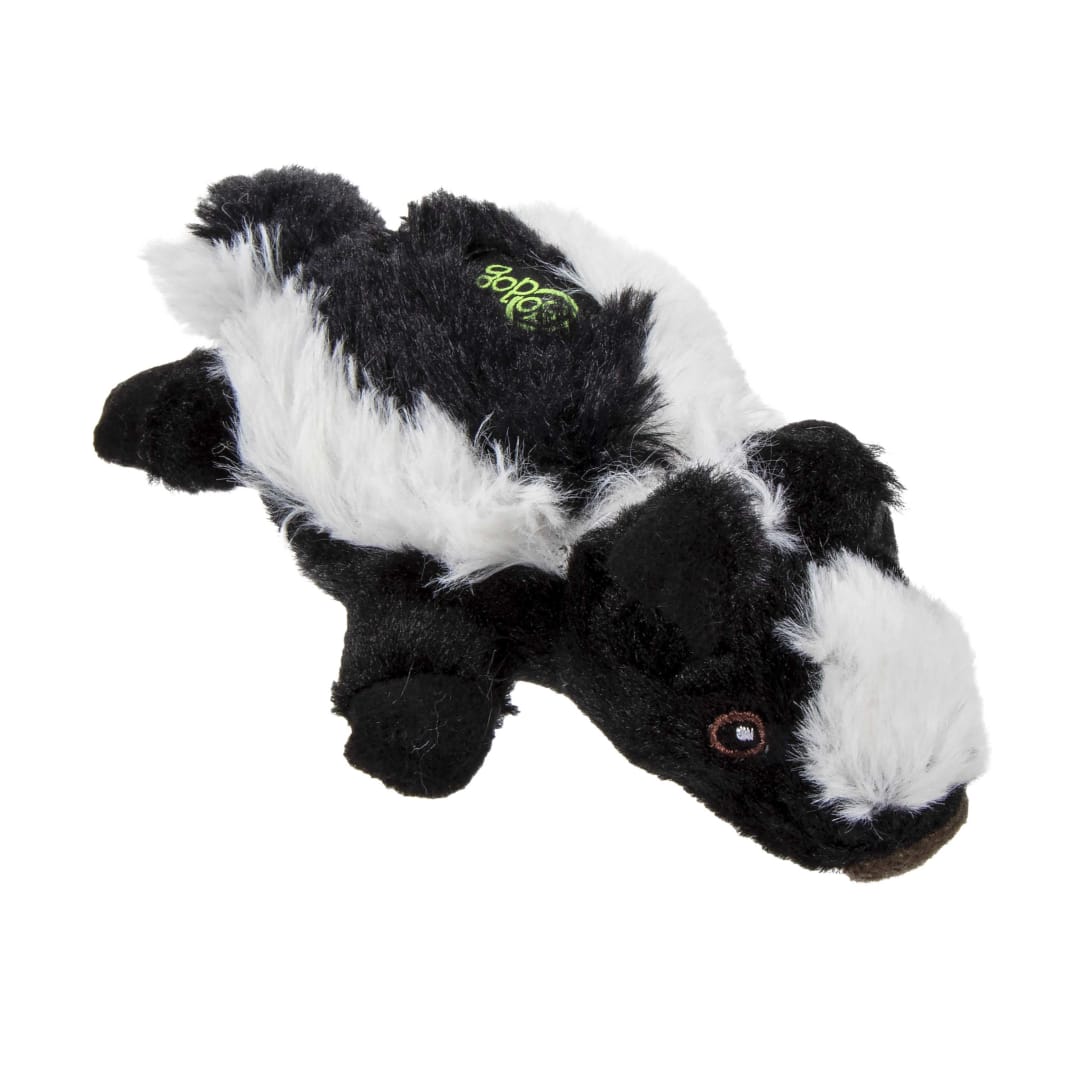goDog Flatz Skunk Squeaky Plush Flattie Dog Toy With Chew Guard Technology, Black, Extra Small