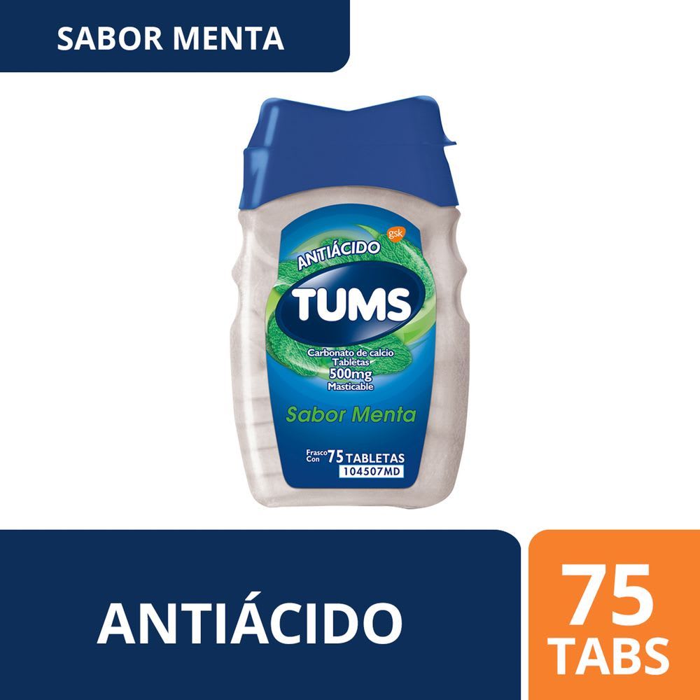 TUMS Antiácido Tabletas Masticables Menta 75 tabs