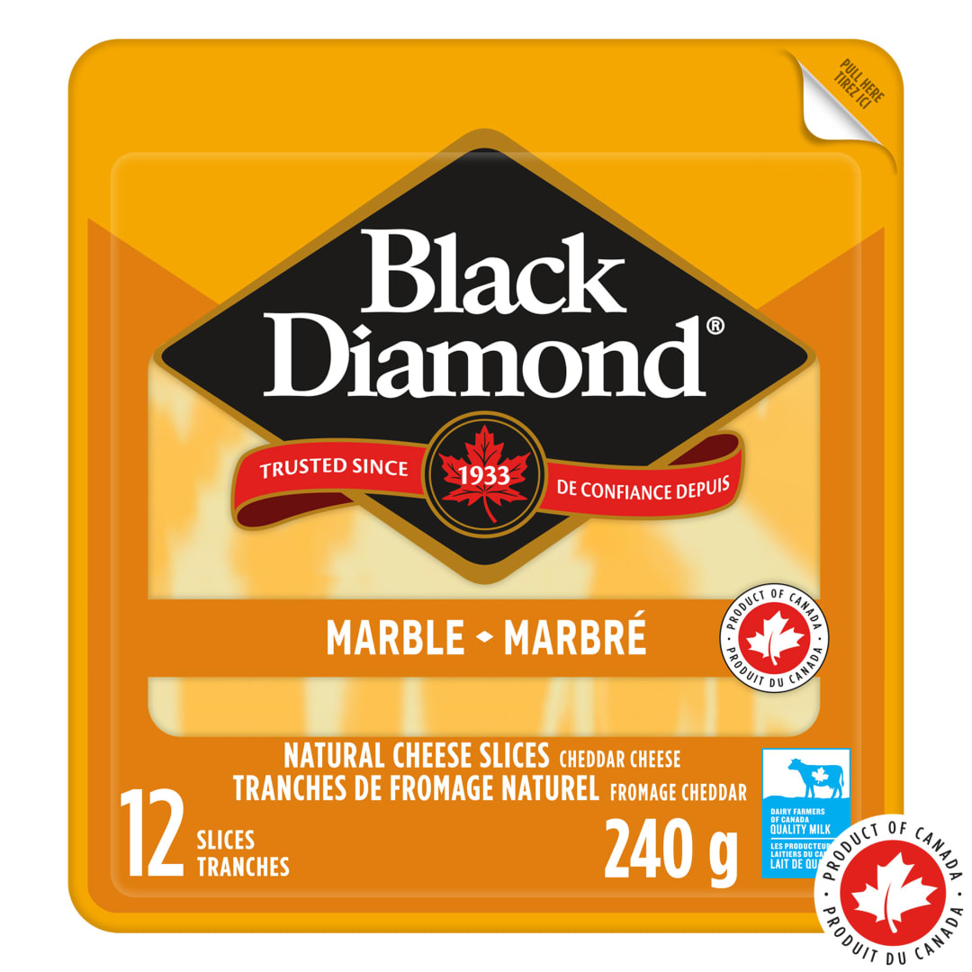 Black Diamond Marble Cheddar Natural Cheese Slices, 240g