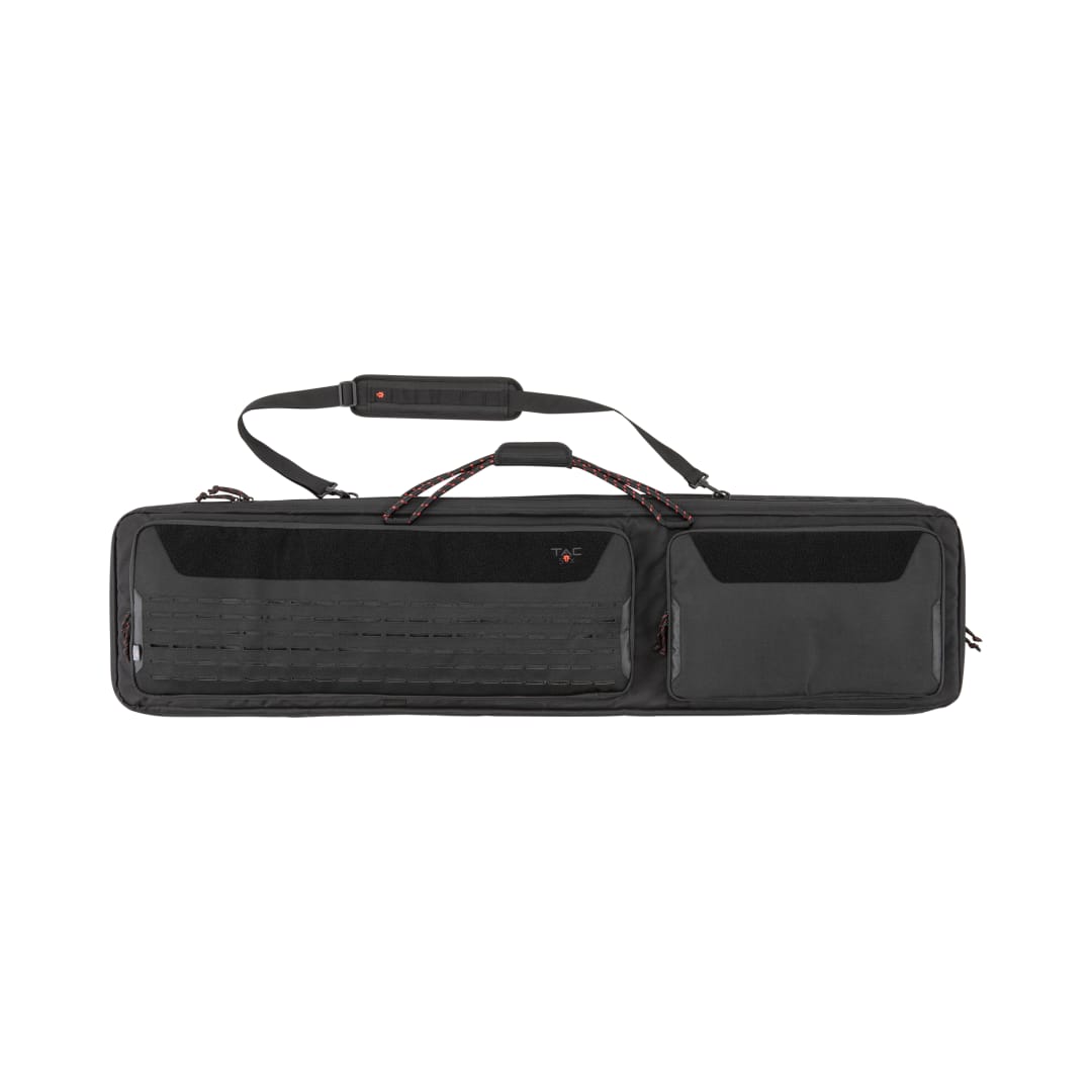 Tac-Six™ Lockable 2-Firearm Tactical 55" Gun Case, Laser Cut Molle Front, Black