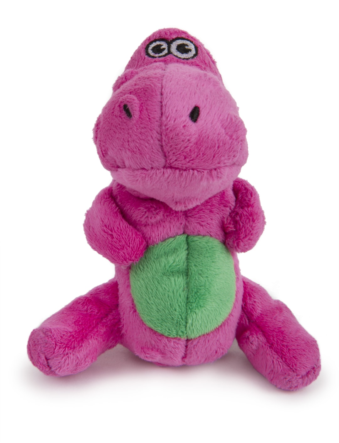 goDog Dinos T-Rex Squeaky Plush Dog Toy With Chew Guard Technology, Pink, Mini