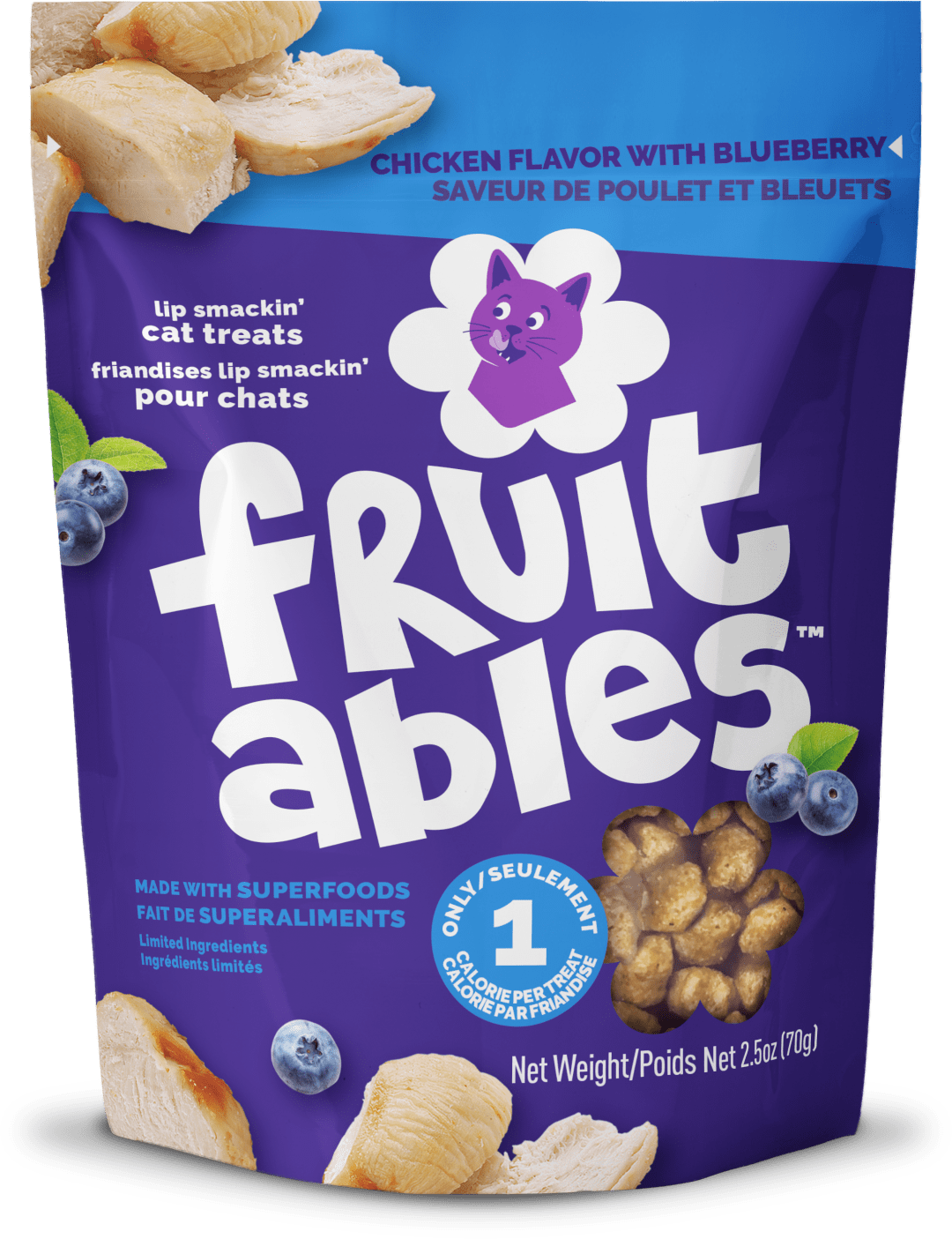 Fruitables Cat Treats, Chicken with Blueberry, 2.5 Ounces, Canada Version