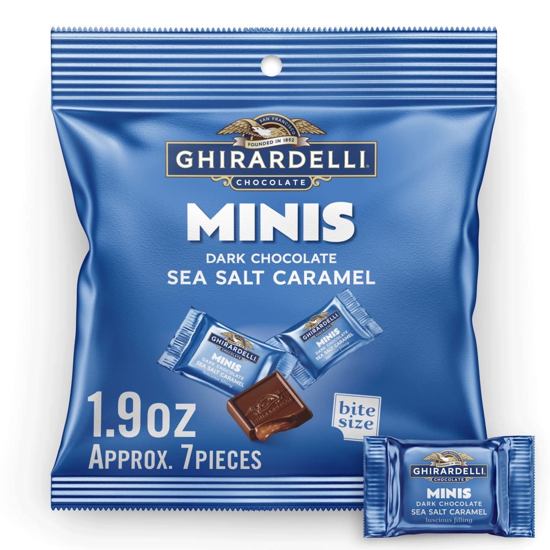 GHIRARDELLI Minis Dark Chocolate Sea Salt Caramel, 1.9 oz Pouch