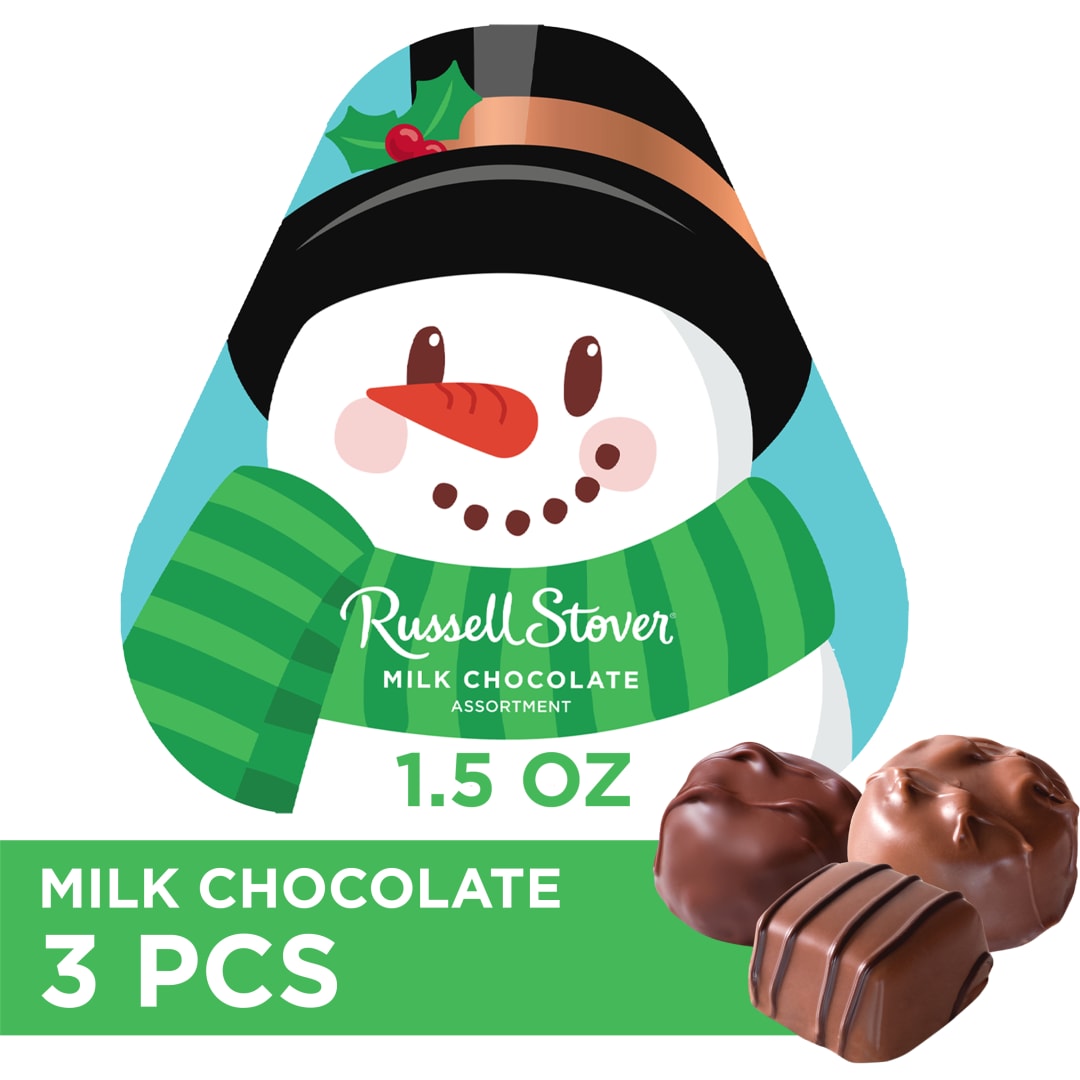 RUSSELL STOVER Christmas Theme Shaped Milk Chocolate Candy Gift Box, 1.5 oz.