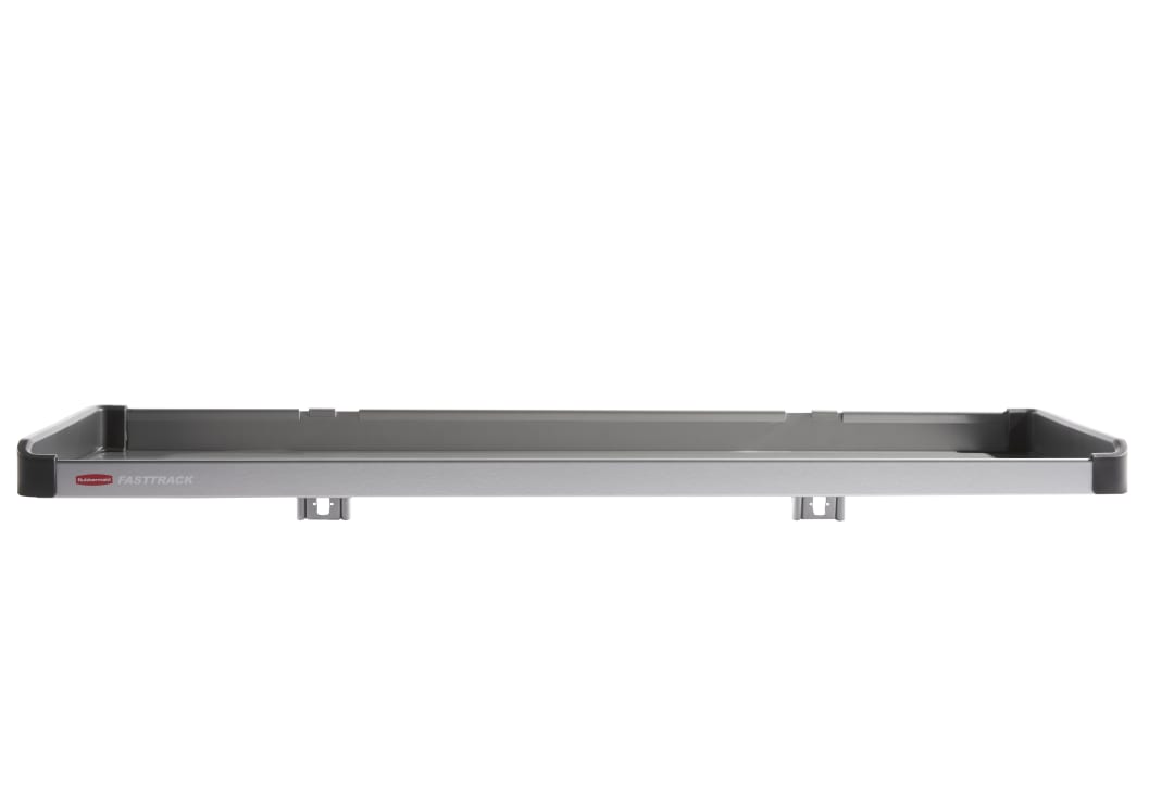 Rubbermaid Garage FastTrack Rail/Upright Large Metal Shelf, Satin Nickel