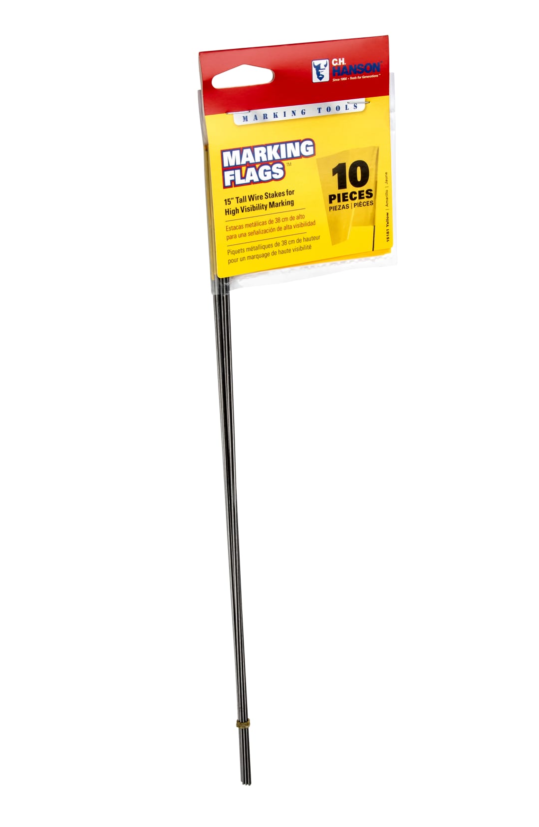 Stake Flags-15" Staff, 2-1/2"x3-1/2" Flag, Yellow 10Pcs.