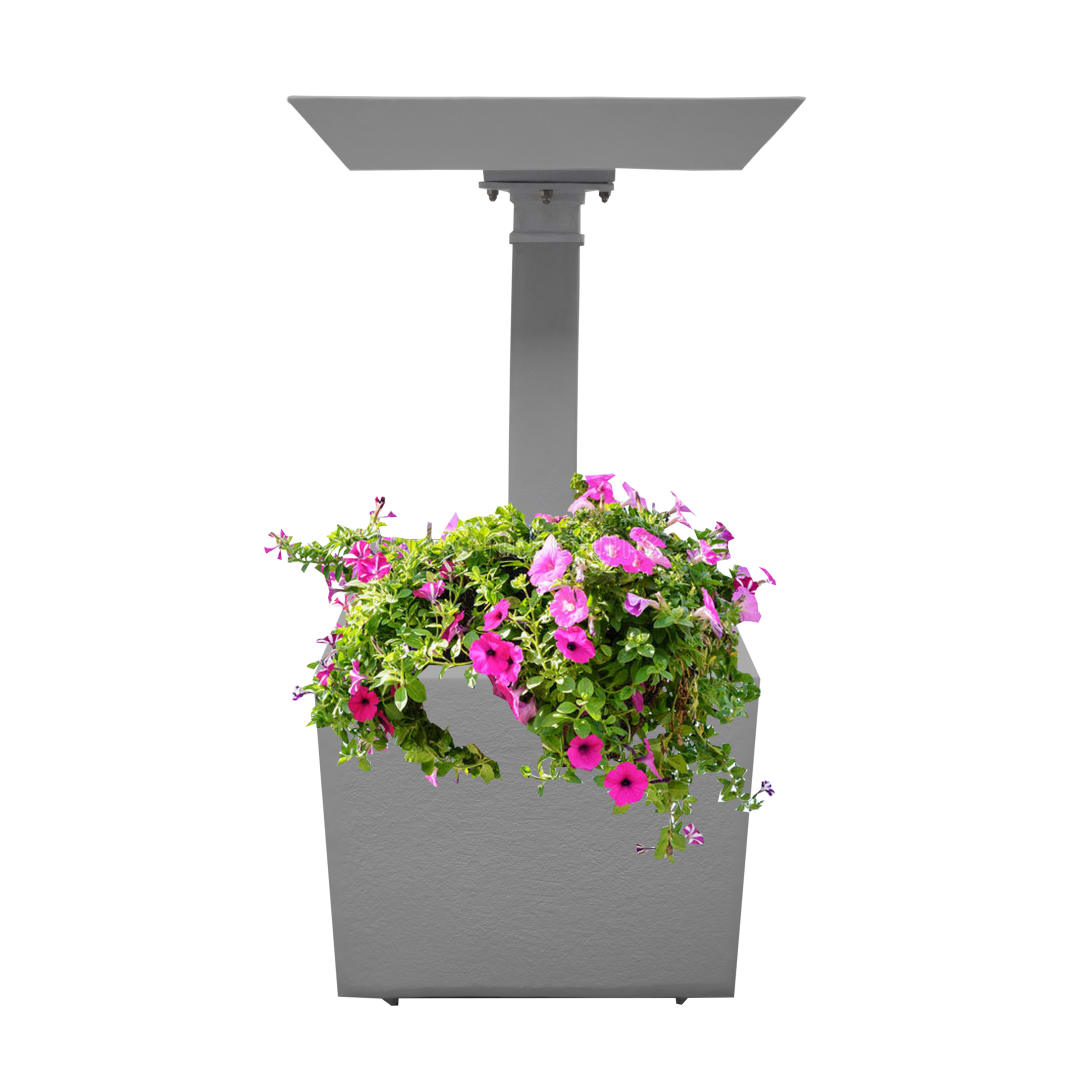 Modern Square Cast Aluminum Metal 35-in Grey Bird Bath and Planter Vase Combo