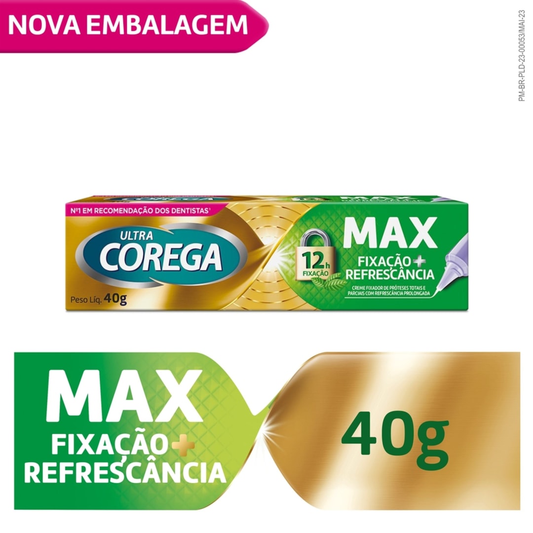 Ultra Corega Creme Max Fixação + Refrescância Sabor Menta – Fixador de prótese 40g