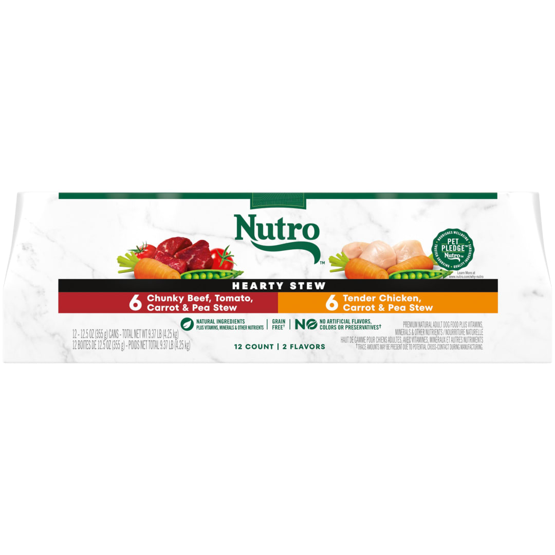Nutro Natural Choice Cuts In Gravy Wet Dog Food Chicken Beef Variety Pack, 3.5 oz Tray Pack of 12