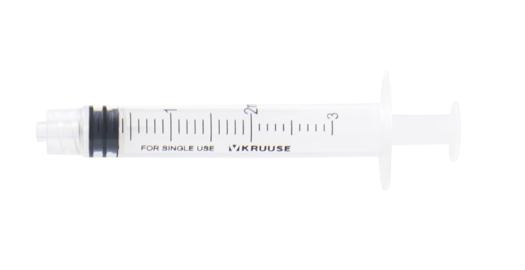 KRUUSE 3-Part Luer Lock Centric Syringe, White, 2mL, Sterile