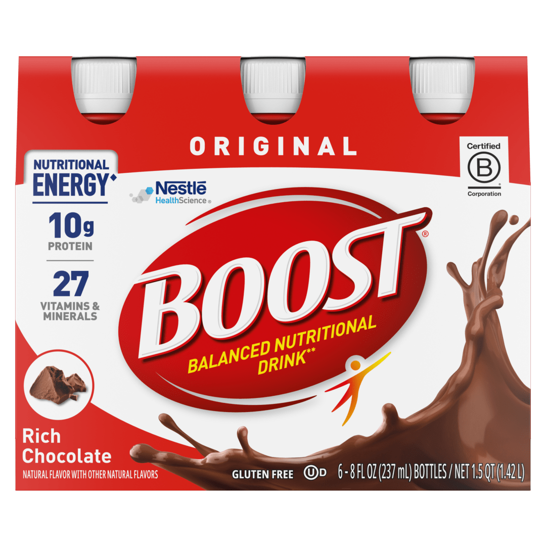 BOOST Original Balanced Nutritional Drink Protein Shakes, Rich Chocolate, 8 fl oz, 6 Pack