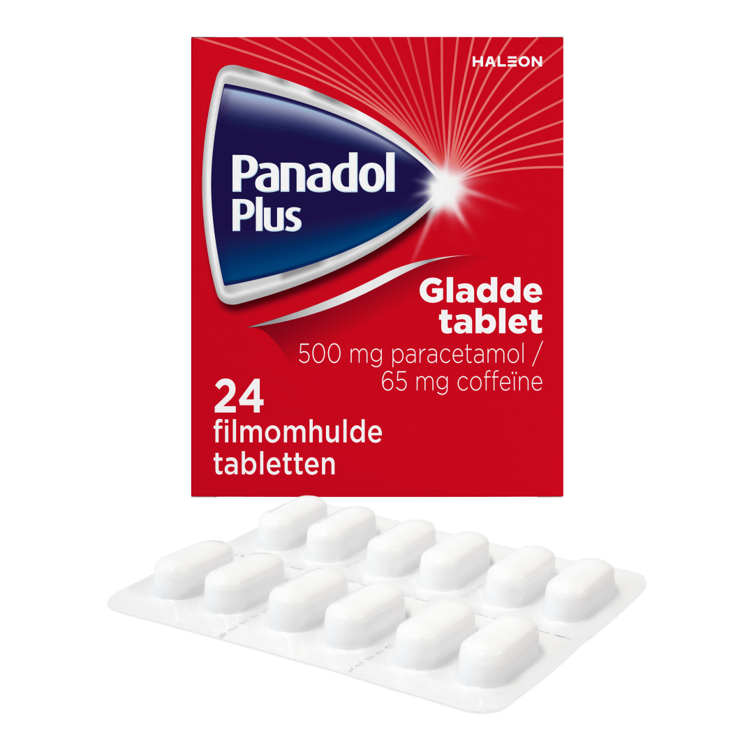 Panadol Plus Gladde tabletten, 500mg paracetamol/ 65mg coffeïne, 24 stuks