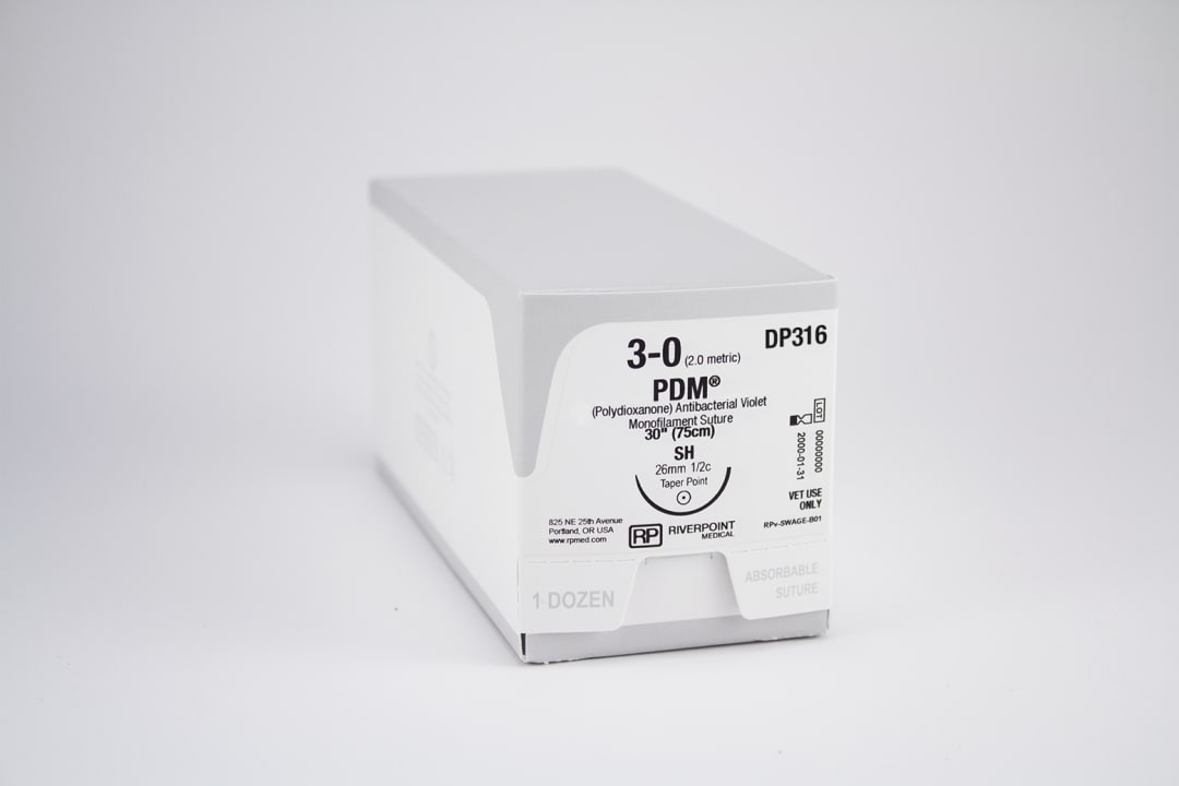 PDM Plus Antibacterial PDO Suture, USP 3-0 with 26mm SH Taper Point 1/2 Circle Needle, Violet, 75cm, Sterile