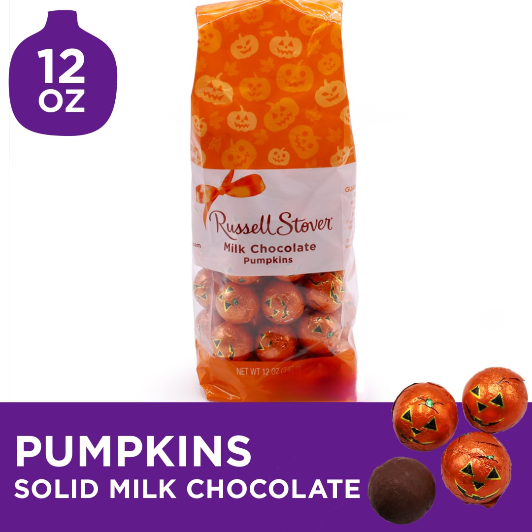 RUSSELL STOVER Halloween Solid Milk Chocolate Pumpkins, 12 oz Bag