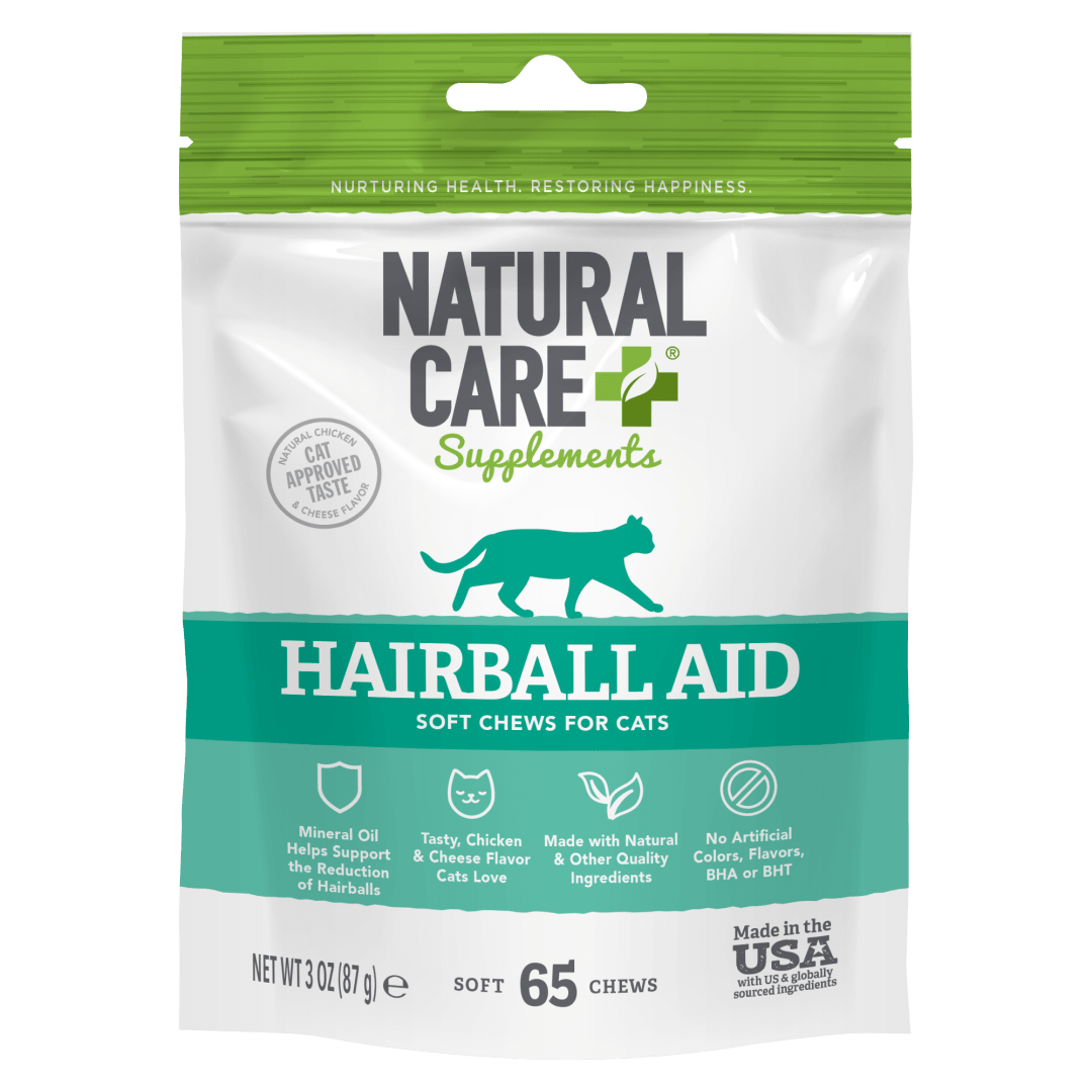 Natural Care Hairball Aid Soft Chews for Cats, Highly Palatable, Naturally Supports the Reduction of Hairballs, 65 Soft Chews