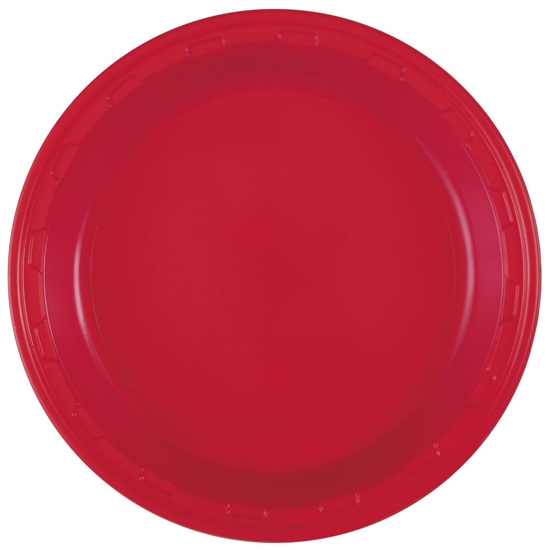 Ruby Red Solid Round 10" Plastic Dinner Plates, 50ct
