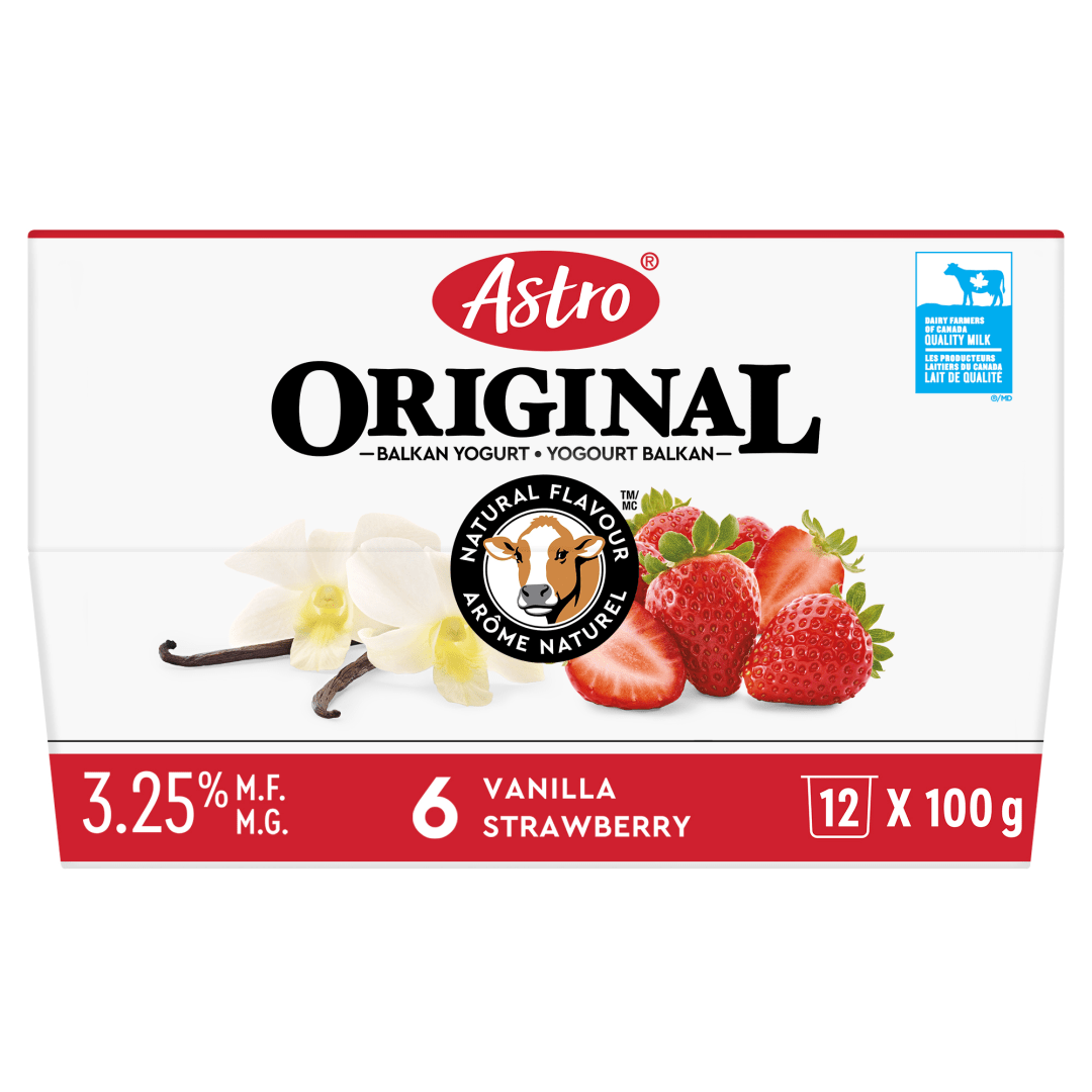Astro Original Balkan Style Vanilla Cream/Strawberry Yogurt 3.25%, 12x100g