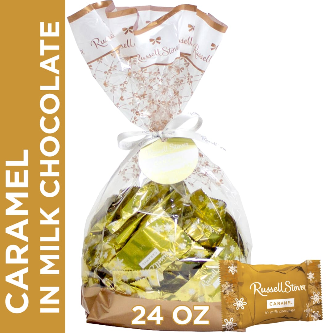 RUSSELL STOVER Christmas Milk Chocolate Caramel Snowflake Gift Bag, 24 oz.