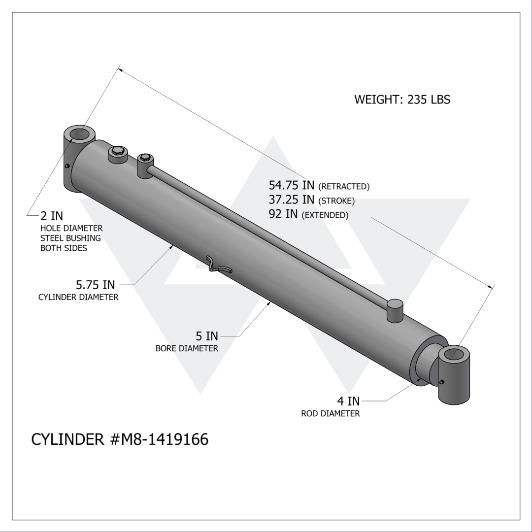 Wastebuilt® Replacement for McNeilus Slide Cylinder (5.00" X 4.00" X 37.25")