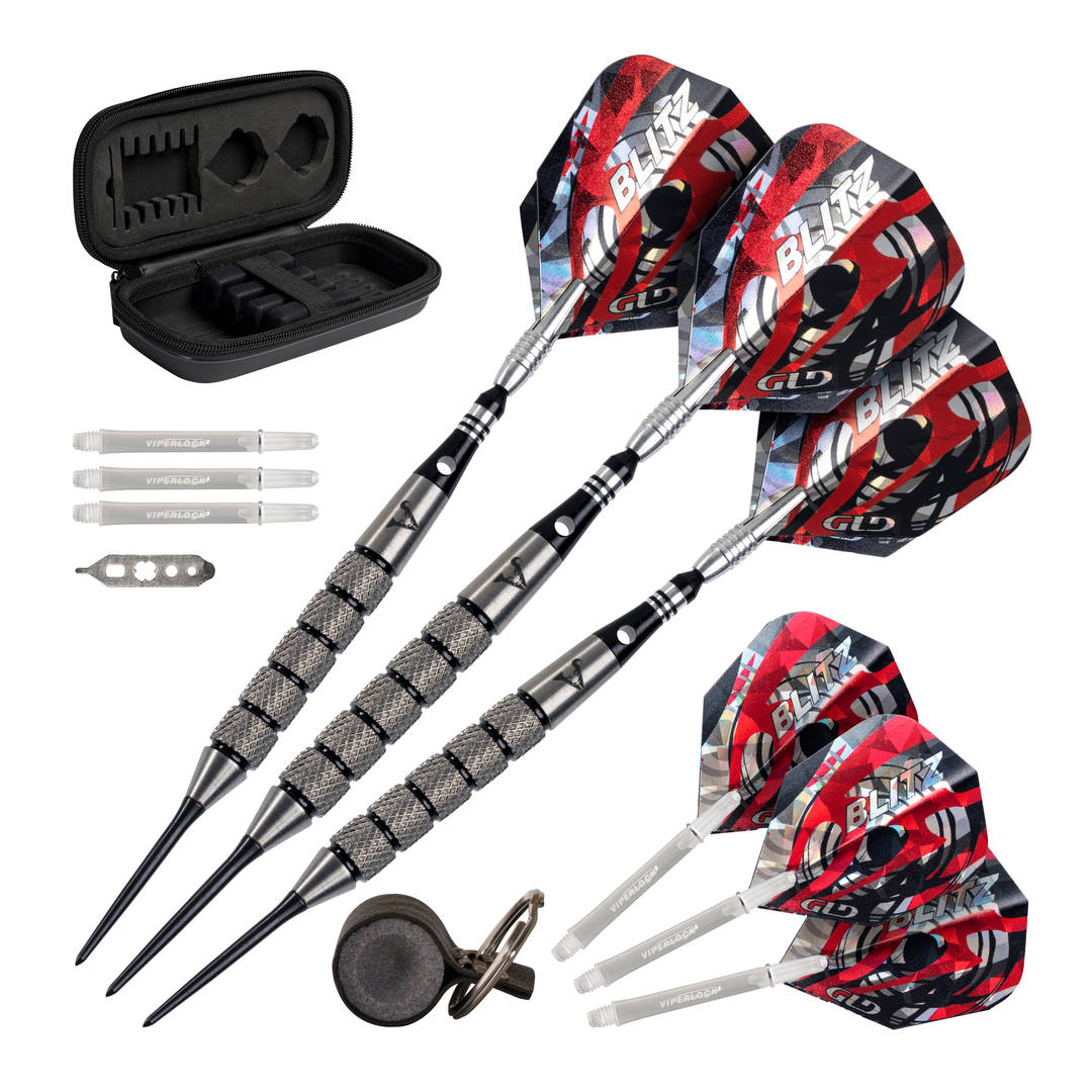 Viper Blitz 95% Tungsten Steel Tip Darts 28 Grams with Point Sharpener