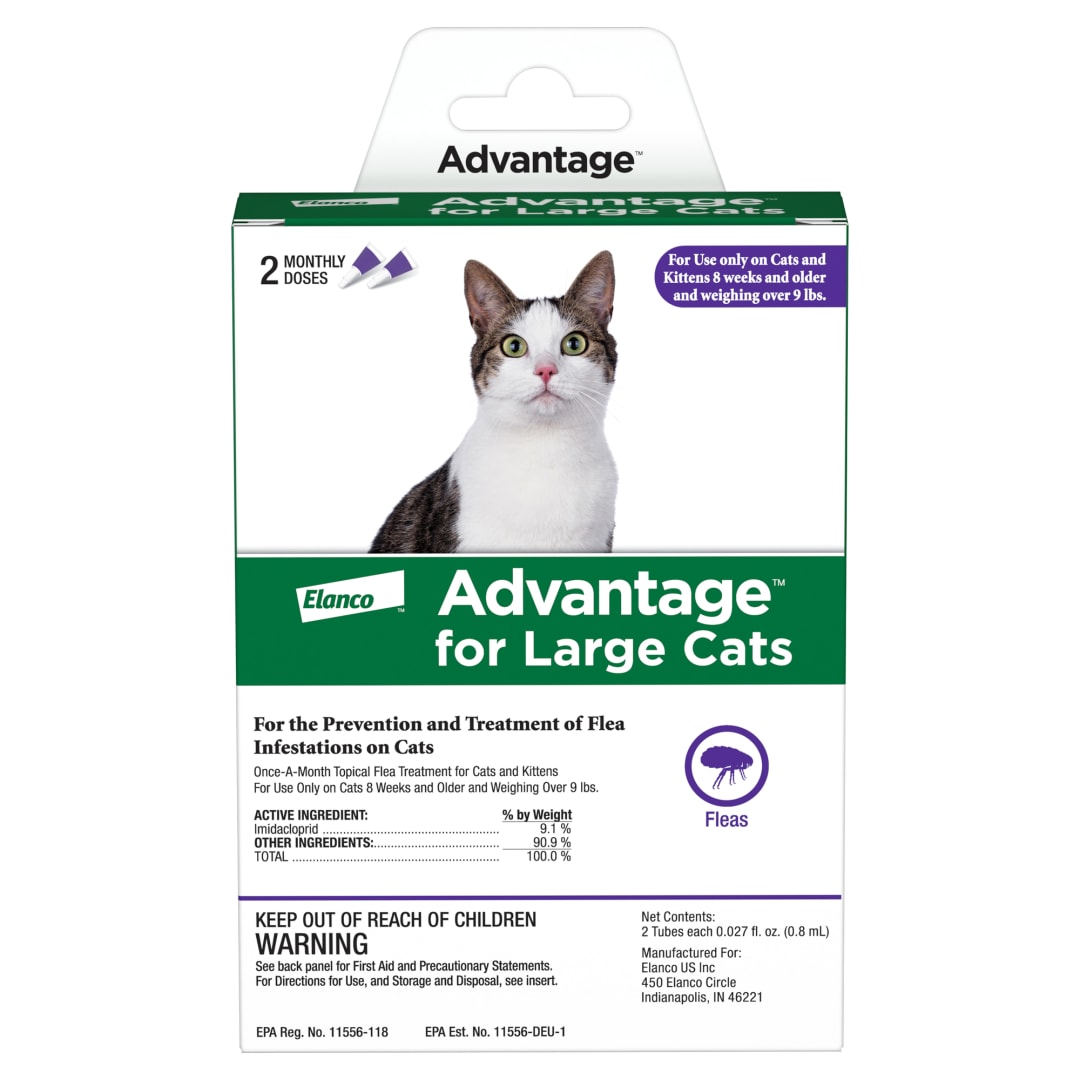 Advantage Topical Cat Flea Treatment and Prevention For Large Cats Over 9 lbs. | Apply Flea Drops Monthly | 2 Treatments