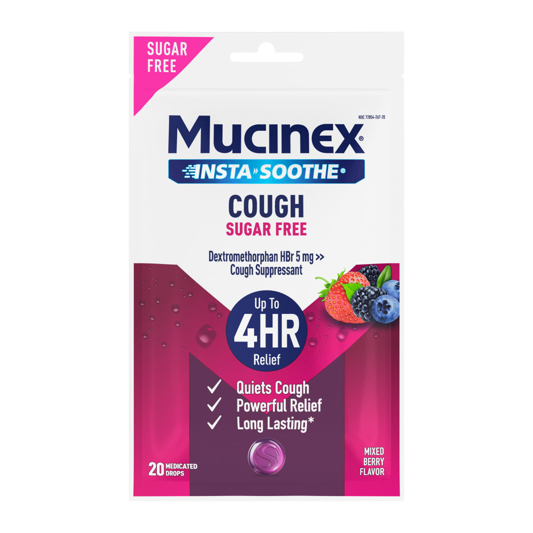 MUCINEX® InstaSoothe™ Cough Relief - Sugar Free Mixed Berry 36/20 ct.