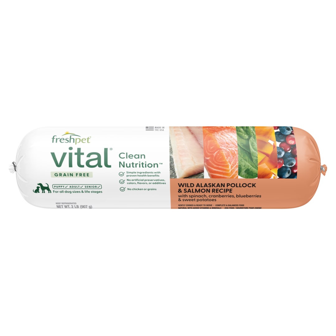 Freshpet Vital, Fresh Dog Food, Grain Free Wild Alaskan Pollock & Salmon Recipe Roll, 2 lbs.