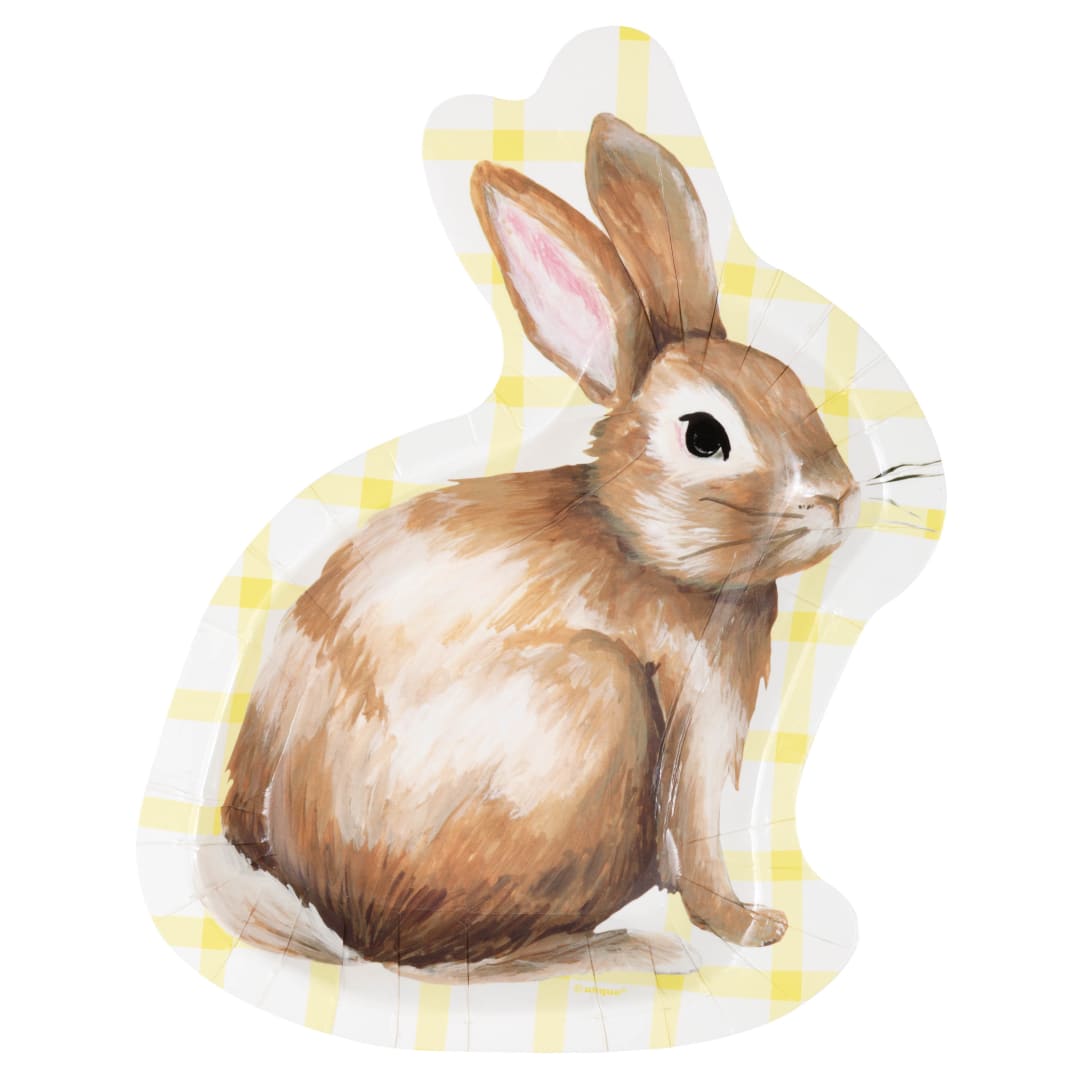 Classic Easter Bunny Shaped 8.25" x 6.25" Plates, 8ct