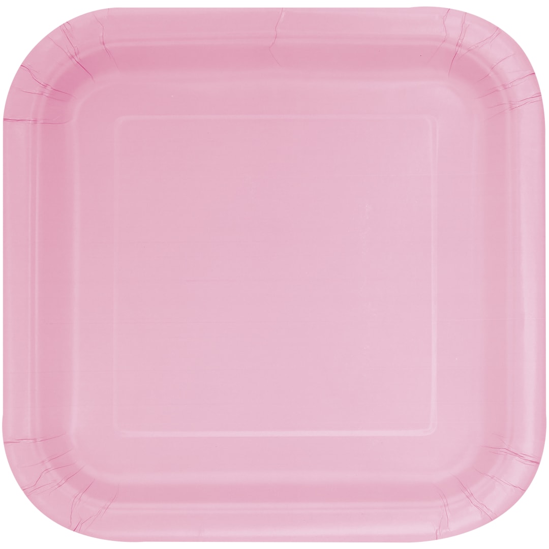 Lovely Pink Solid Square 9" Dinner Plates, 14ct
