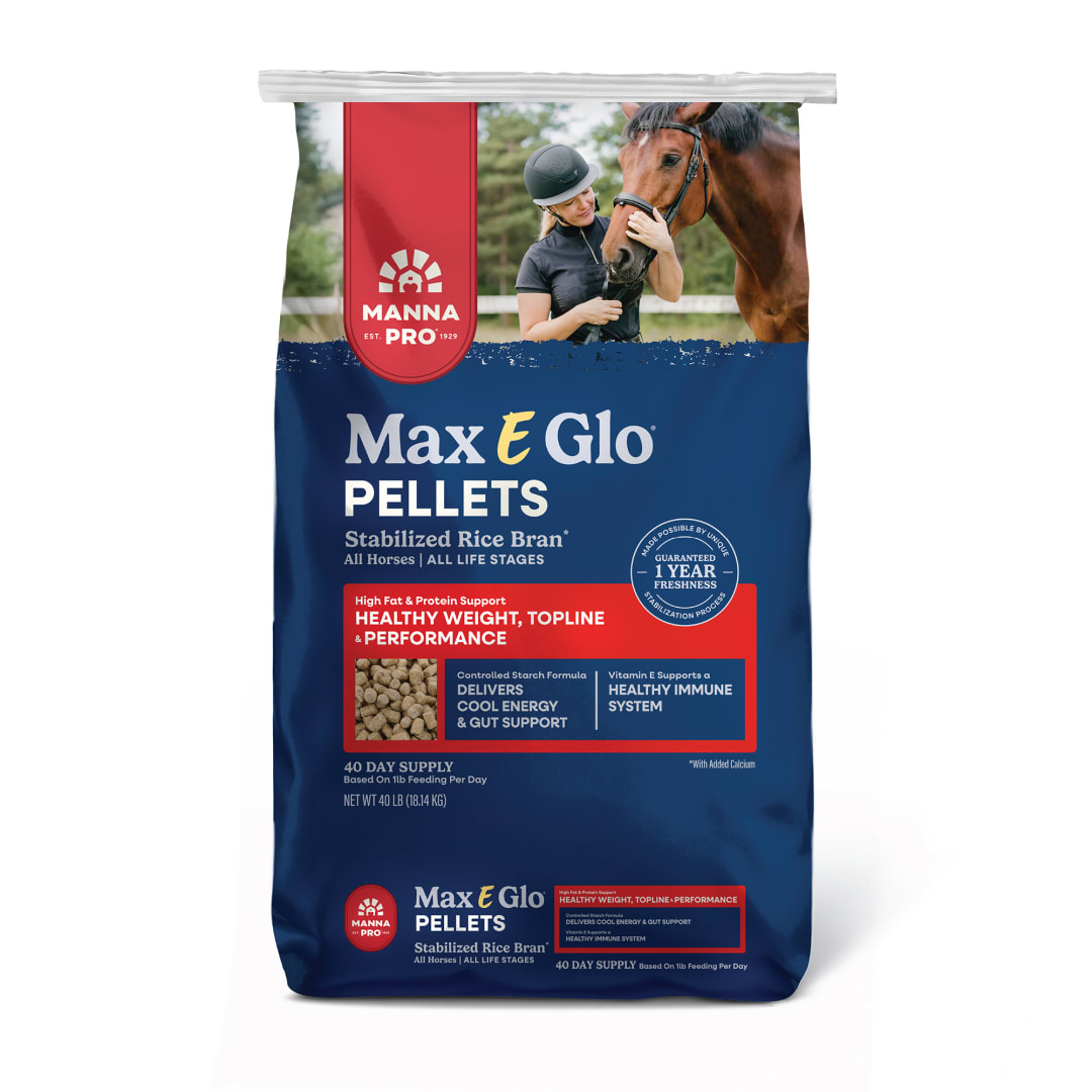 Manna Pro Max-E-Glo Stabilized Rice Bran, Pellet, 40 lb